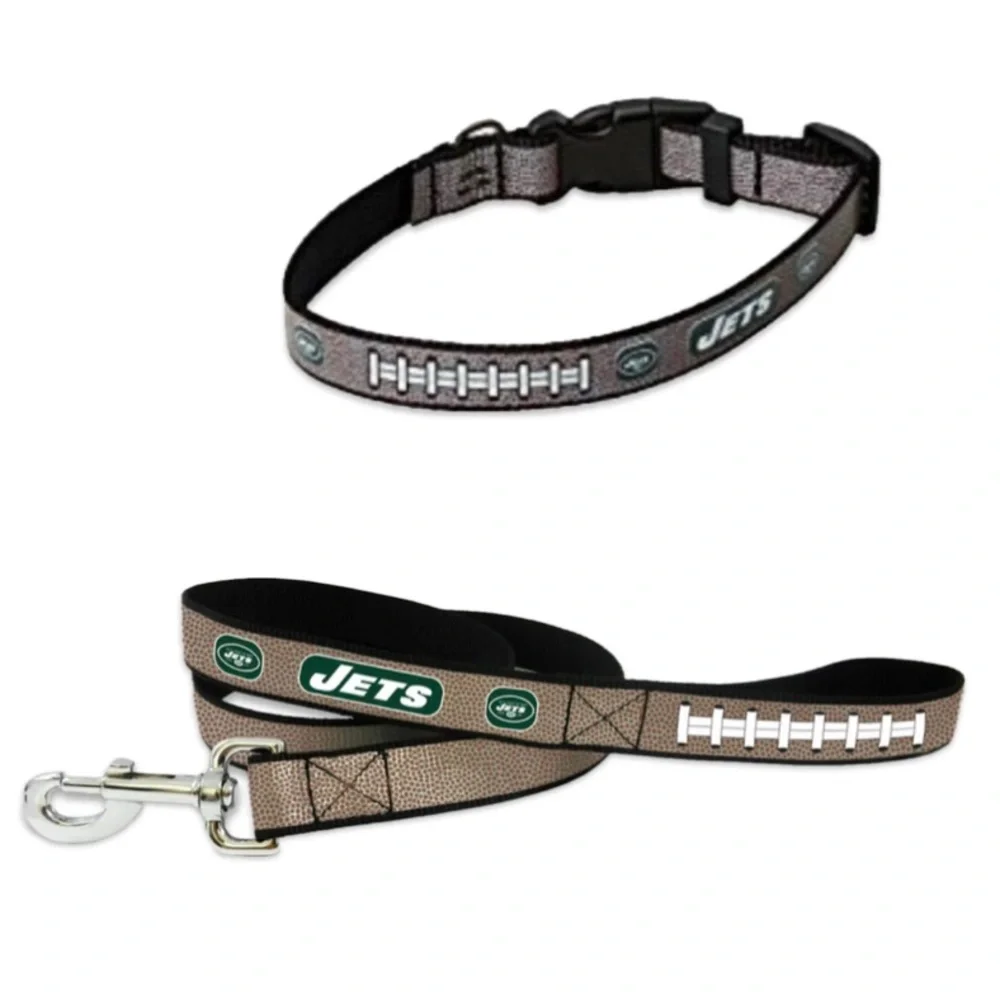 NWT [Gamewear] New York Jets NFL Football Matching Reflective Pet Leash & Collar
